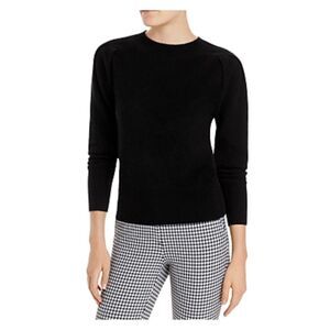 Designer Brand Womens Pleated Ribbed Pouf Sleeve Crew Neck Sweater